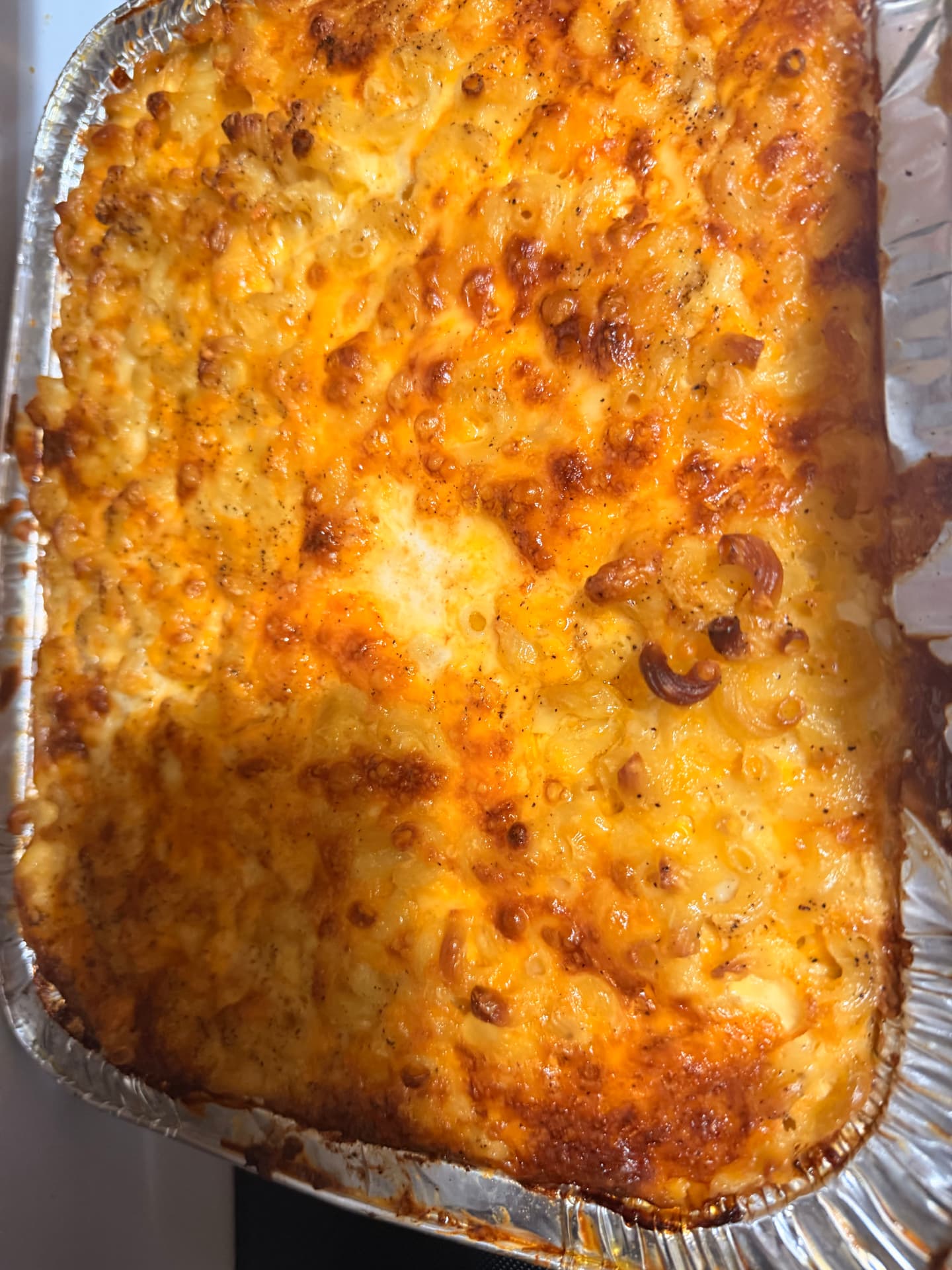 Baked mac and cheese with golden crust