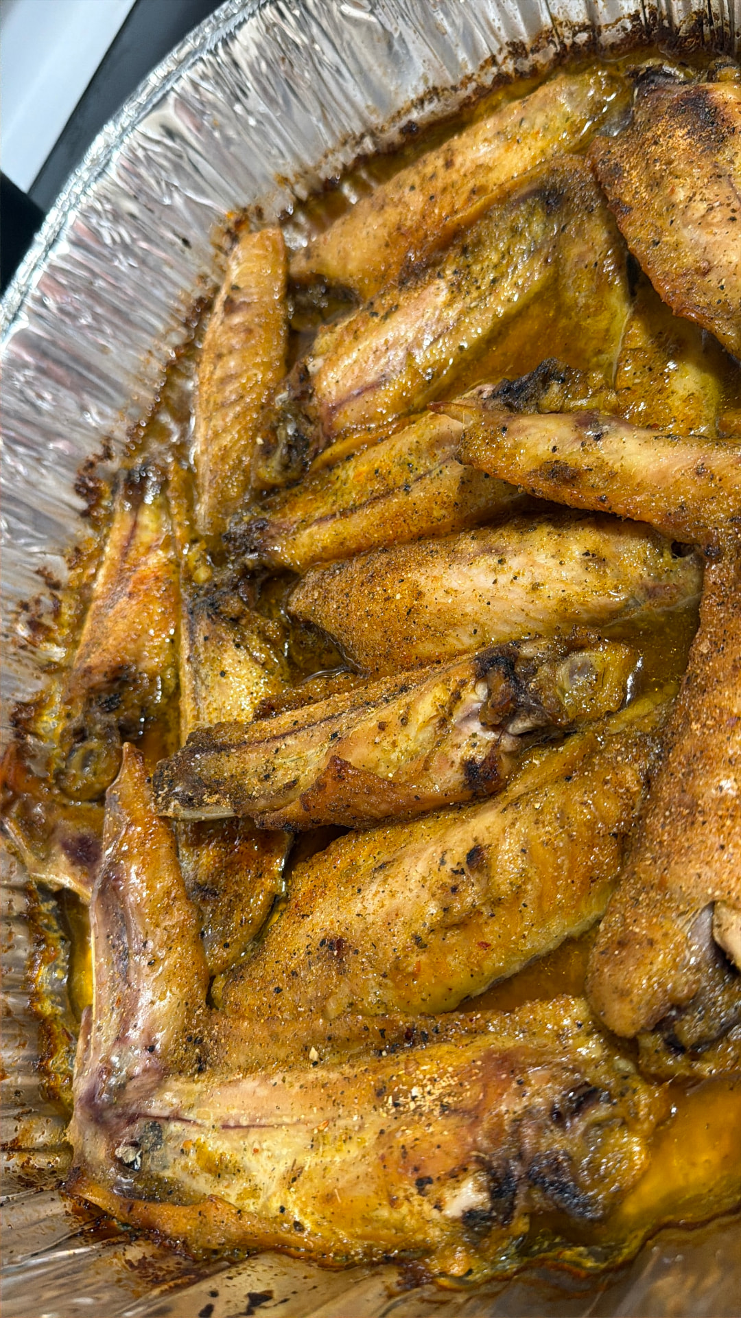 Seasoned jerk chicken wings ready to serve